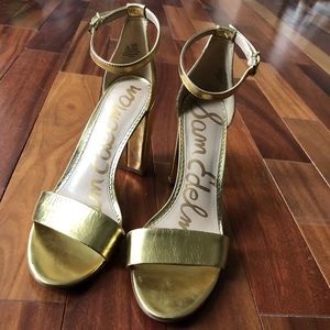 Sam Edelman Gold Yaro block heel sandal, worn once